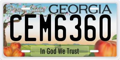 GA license plate CEM6360