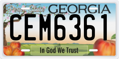 GA license plate CEM6361