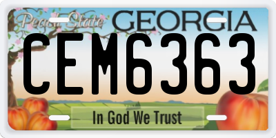 GA license plate CEM6363