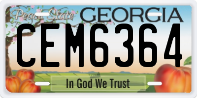 GA license plate CEM6364