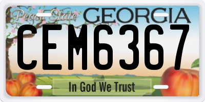 GA license plate CEM6367