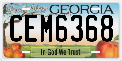 GA license plate CEM6368