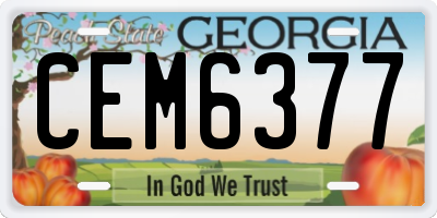 GA license plate CEM6377