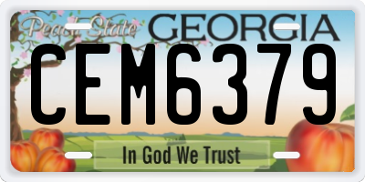 GA license plate CEM6379