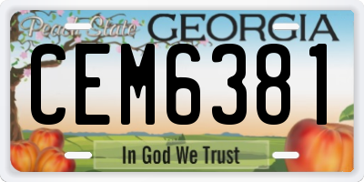 GA license plate CEM6381