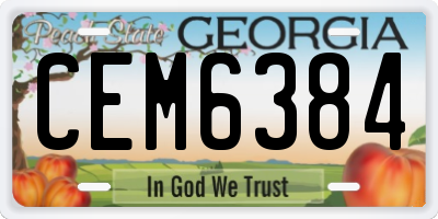 GA license plate CEM6384