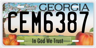 GA license plate CEM6387
