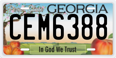 GA license plate CEM6388