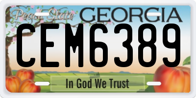 GA license plate CEM6389