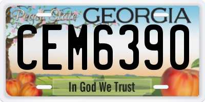 GA license plate CEM6390