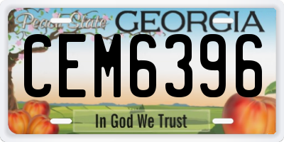 GA license plate CEM6396
