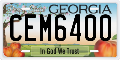 GA license plate CEM6400