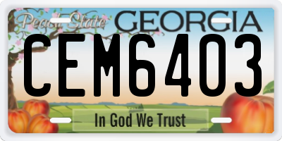 GA license plate CEM6403