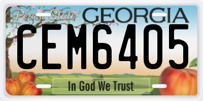 GA license plate CEM6405