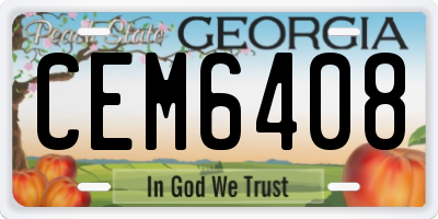GA license plate CEM6408