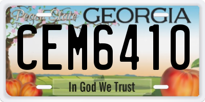 GA license plate CEM6410