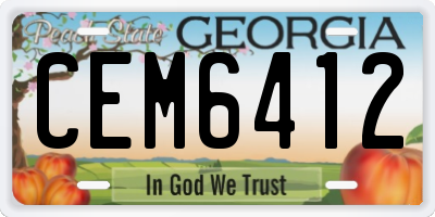 GA license plate CEM6412