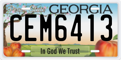 GA license plate CEM6413