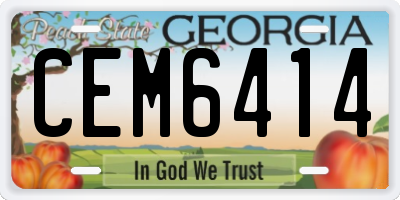 GA license plate CEM6414