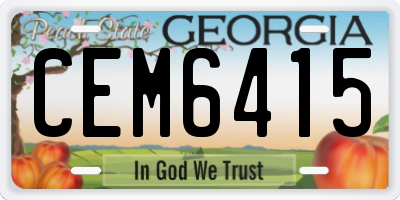 GA license plate CEM6415