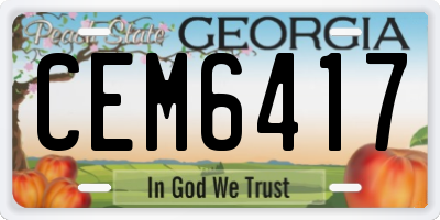 GA license plate CEM6417
