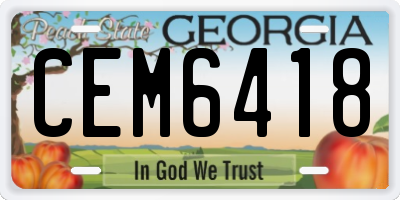 GA license plate CEM6418