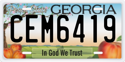 GA license plate CEM6419