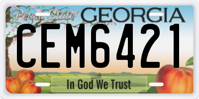 GA license plate CEM6421