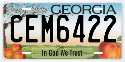 GA license plate CEM6422