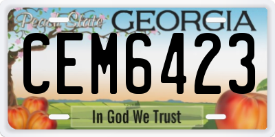 GA license plate CEM6423