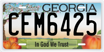 GA license plate CEM6425