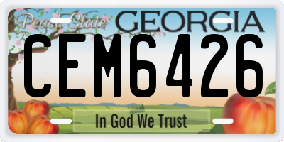 GA license plate CEM6426