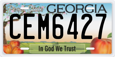 GA license plate CEM6427