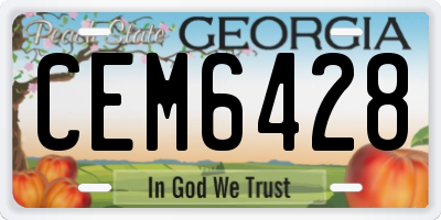 GA license plate CEM6428