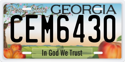 GA license plate CEM6430