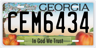 GA license plate CEM6434