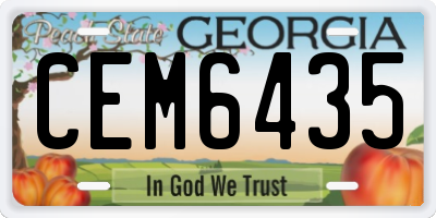 GA license plate CEM6435