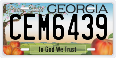 GA license plate CEM6439