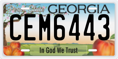 GA license plate CEM6443