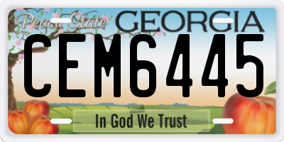 GA license plate CEM6445
