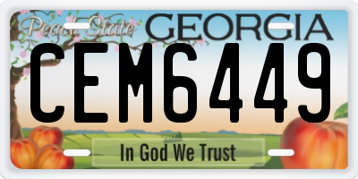 GA license plate CEM6449