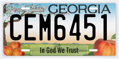 GA license plate CEM6451