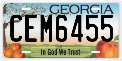 GA license plate CEM6455