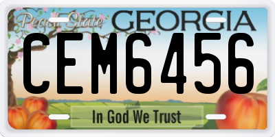 GA license plate CEM6456