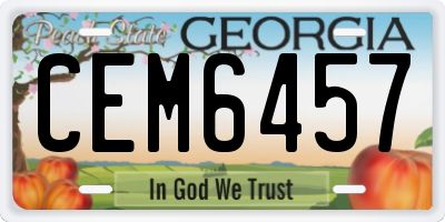 GA license plate CEM6457