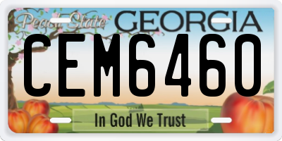 GA license plate CEM6460