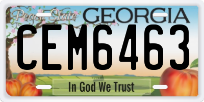 GA license plate CEM6463