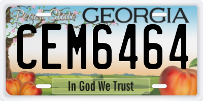 GA license plate CEM6464