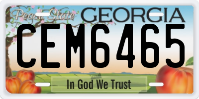 GA license plate CEM6465