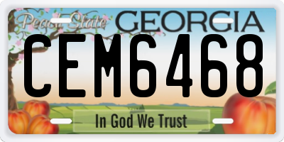 GA license plate CEM6468